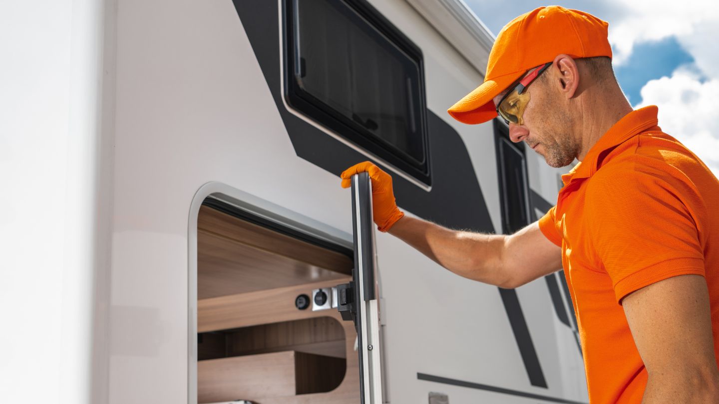 RV technician doing an RV inspection